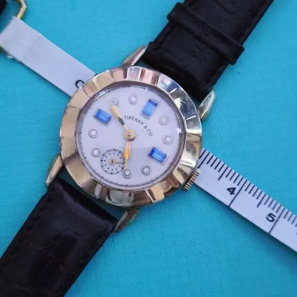 RARE Vintage Tiffany & Co. Manual Winding Watch Blue Sapphire Diamond For Parts
